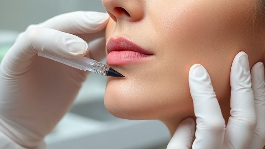 Profissional de estética aplicando enzima para papada em paciente com técnica segura.