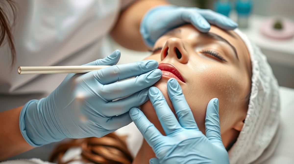 Esteticista aplicando massagem relaxante e produtos faciais em paciente durante o Clinic Spa Relax