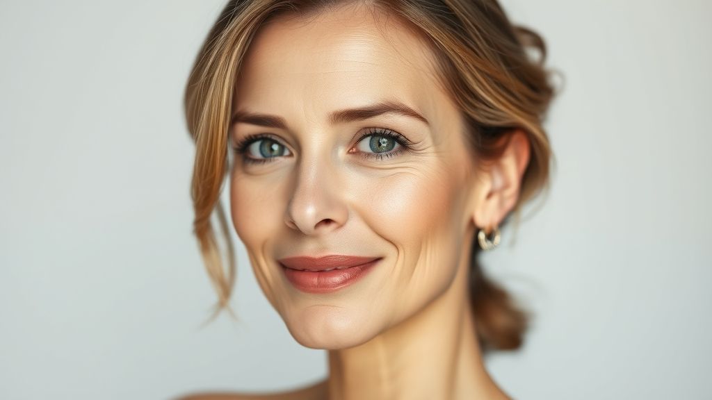 Mulher com pele saudável e firme, expressão confiante, representando os benefícios dos cremes para flacidez.