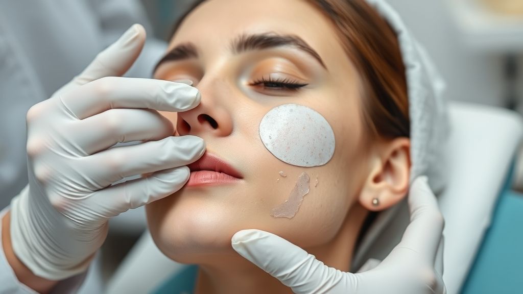 Profissional aplicando tratamento dermatológico seguro para espinhas, evitando métodos caseiros como pasta de dente.