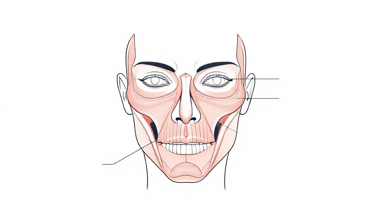 Diagrama mostrando a aplicação do botox nos músculos masseter e temporal para controlar o bruxismo