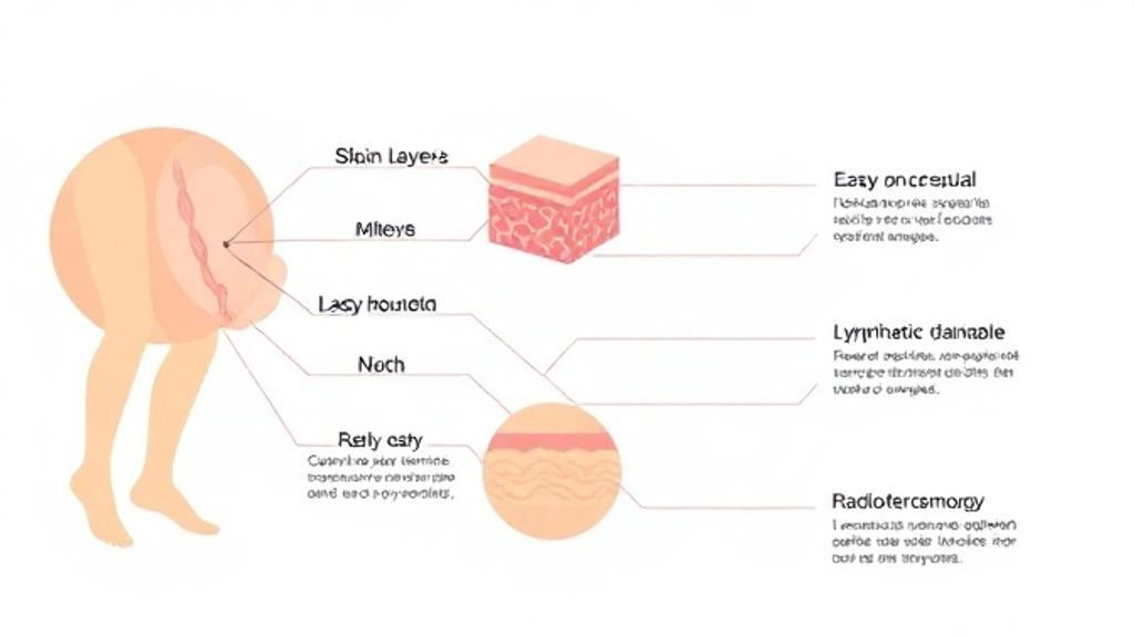 Diagrama mostrando a ação de drenagem linfática, radiofrequência e outros protocolos usados em tratamentos estéticos pós-parto
