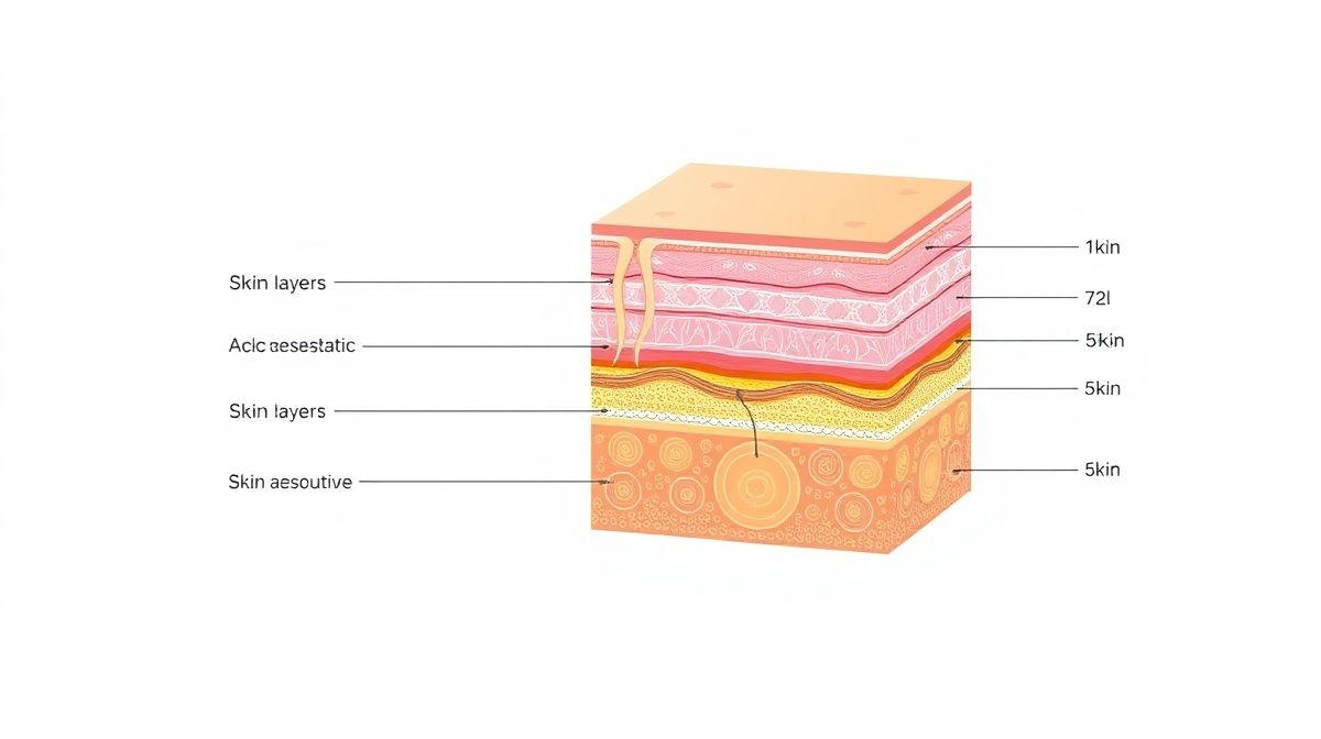 Diagrama mostrando a ação de tecnologias estéticas modernas sobre as camadas da pele.