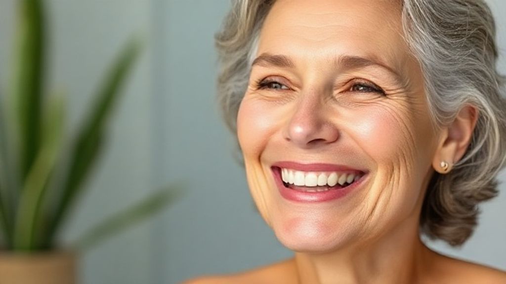 Mulher madura sorrindo com pele luminosa e saudável após sessões de limpeza de pele