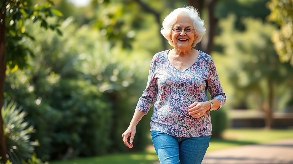 Mulher madura sorrindo e ativa, representando melhora da mobilidade e autoestima após tratamento para lipedema