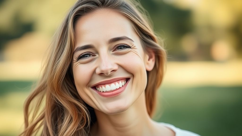 Mulher de 30 anos sorrindo, com pele renovada após tratamento com remédios para acne