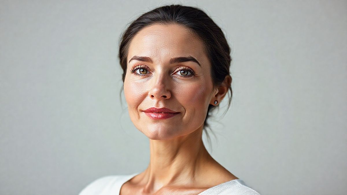 Mulher com pele saudável e expressão serena, representando os benefícios do tratamento com exossomos para rejuvenescimento facial.