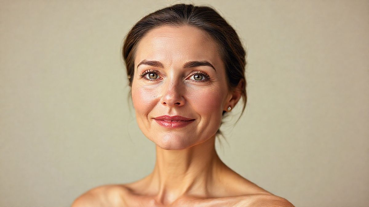 Mulher com pele saudável e expressão serena, representando o benefício do tratamento para rosácea